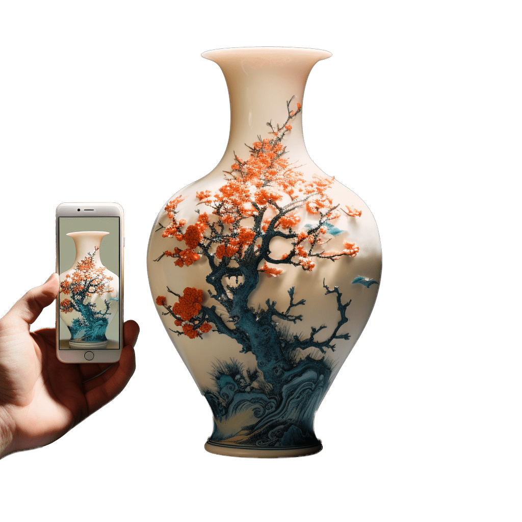 An Smartphone scan a vase 